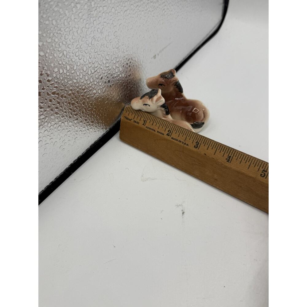 Vintage Porcelain Ceramic Glazed Finish Set Of 3 Foal Figurines JAPAN Pony Horse - Picture 6 of 6